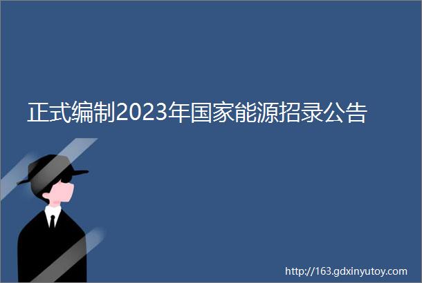 正式编制2023年国家能源招录公告
